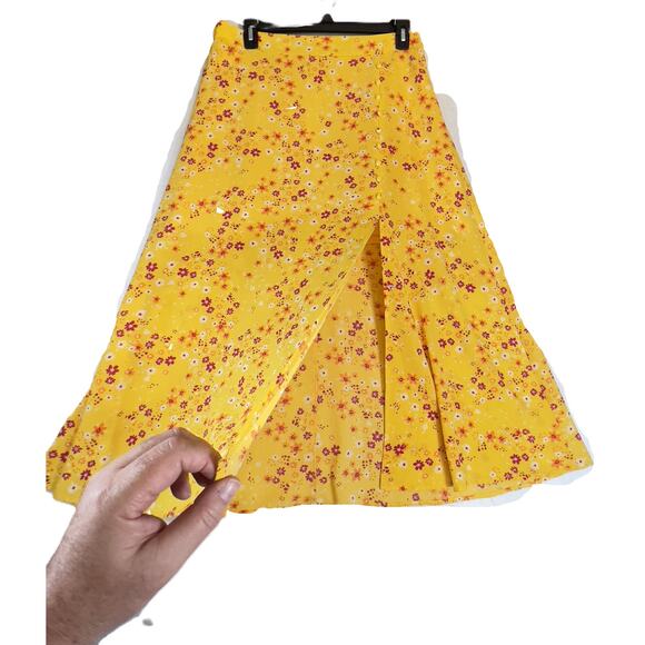 BCBGeneration 36"L Fit & Flare Midi Skirt Lrg 1/2 Lined Boho Retro Floral 60's - Picture 3 of 16